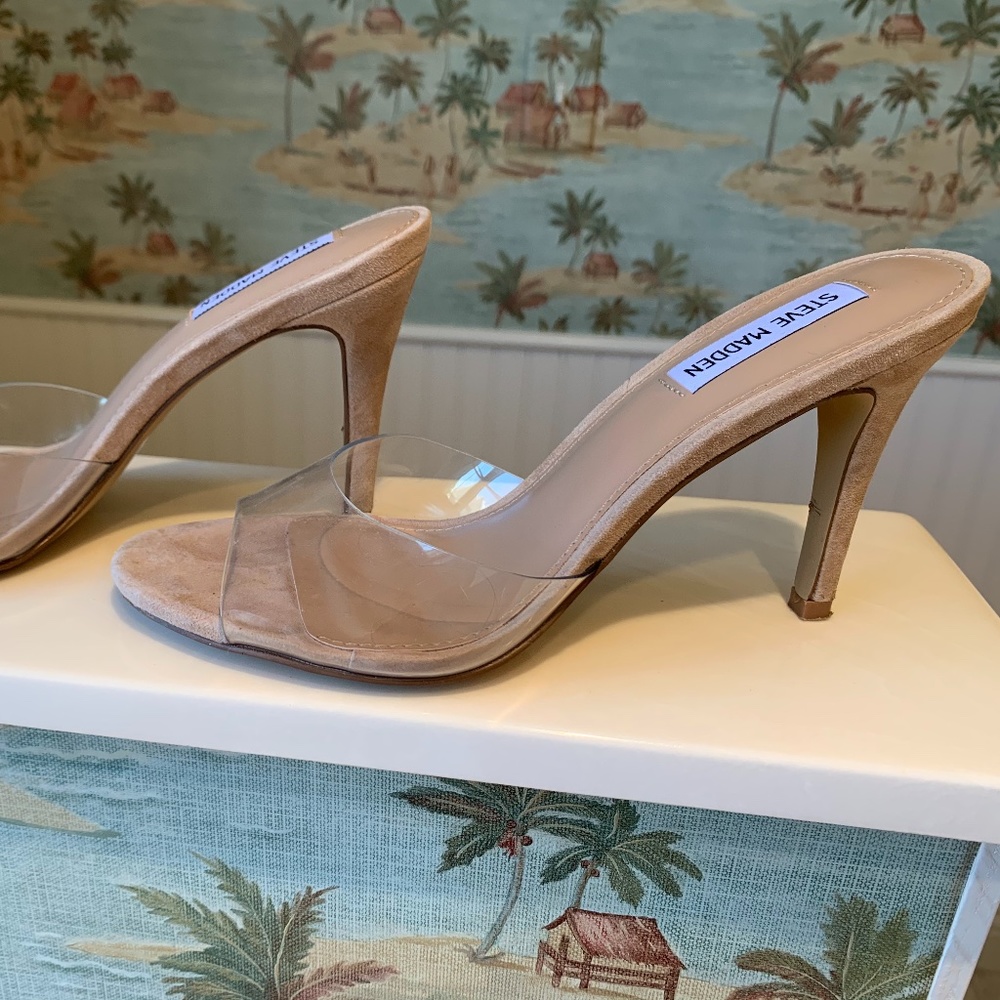 Steve Madden Clear Slides with heel 8M/7.5M